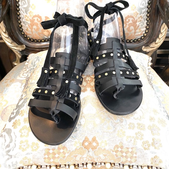 Victor Studded Ankle Tie Sandals - Picture 9 of 15